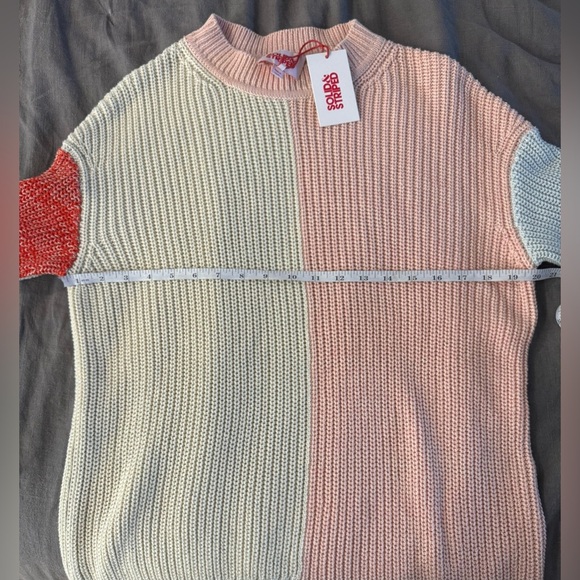 NWT SOLID & STRIPED Multicolor Crew Neck Sweater Asymmetrical Hem Size Small - Picture 6 of 6